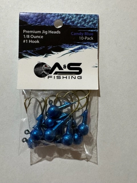 A&S Premium Jig Heads 10 Count 1/8 Candy Blue