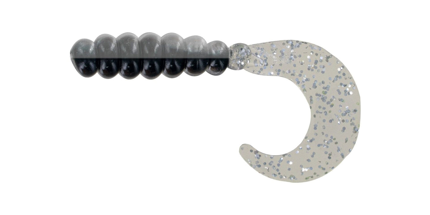 Big Bite Baits 2" Fat Grub Black-n-Silver 6 Bags of 10