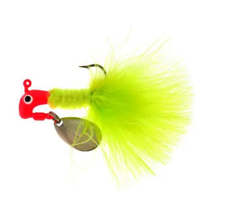 Road Runner Marabou Lures Card of 12 1/8oz Flo Red/Chart