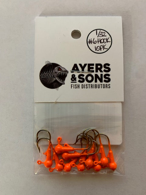 A&S Premium Jig Heads 10 Count 1/32 Blaze Orange