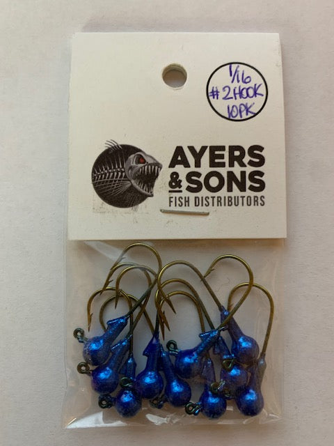 A&S Premium Jig Heads 10 Count 1/16 Candy Blue