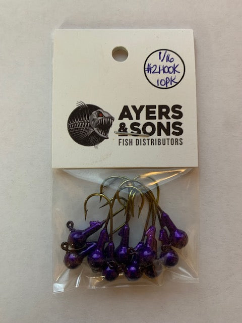 A&S Premium Jig Heads 10 Count 1/16 Candy Purple