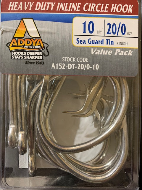 Addya Heavy Duty Inline Circle Hook 20/0 Pack of 10