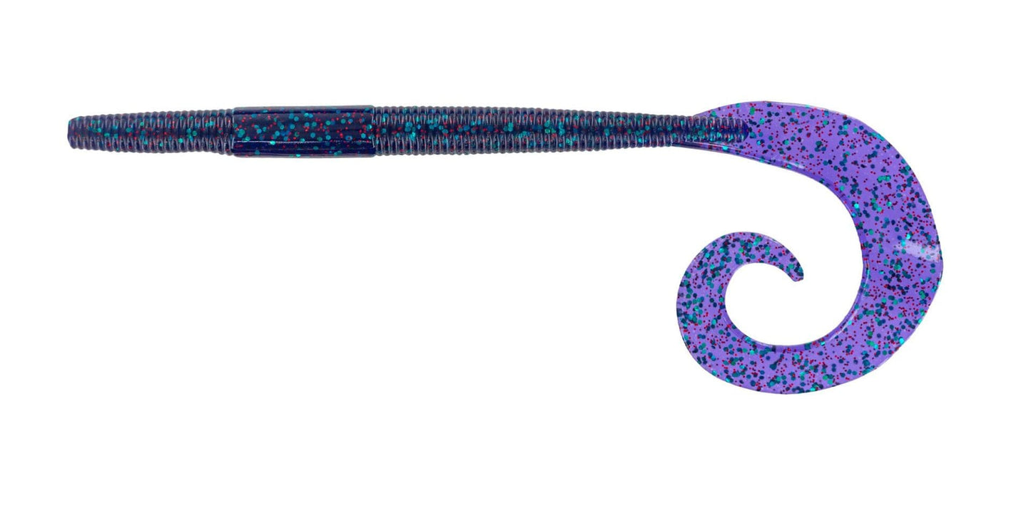 Big Bite 10" K Tail Worm Junebug Red Flake 8 Pack