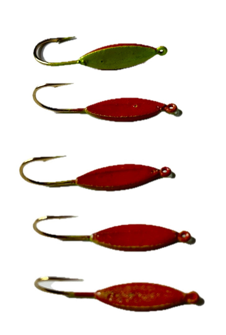 A&S Crappie Spoons 5 Count Chartreuse/Red