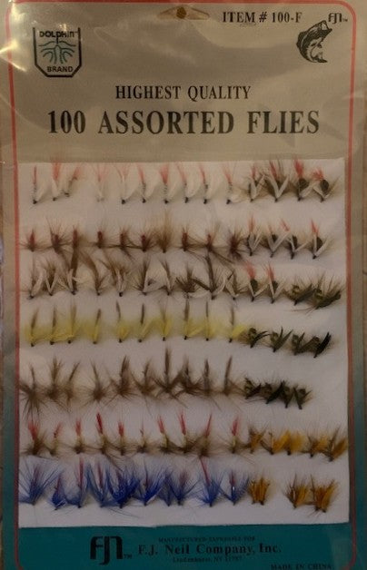 F.J. Neil Assorted Flies Card of 100