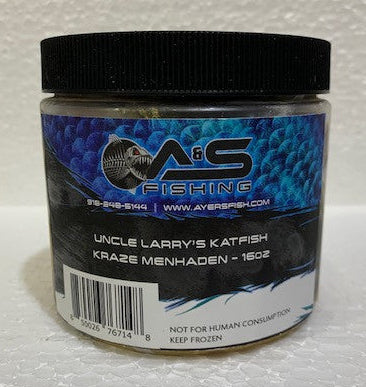 A&S Frozen Uncle Larry's Katfish Kraze 1 Pound Shatterproof Jar Menhaden Flavor