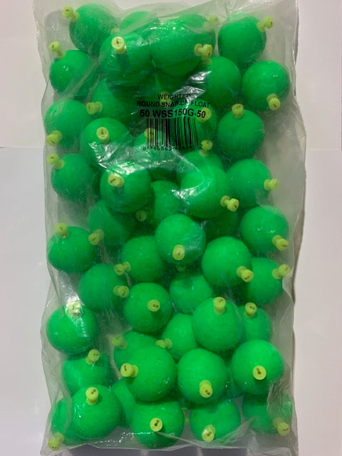 Comal 1.50" Weighted Round Snap-On Float 50 Count WSS150G