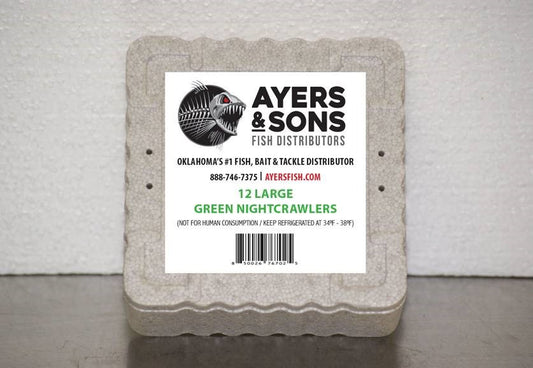 A&S 12ct Large Green Canadian Nightcrawlers Case of 16 w/Expedited Shipping