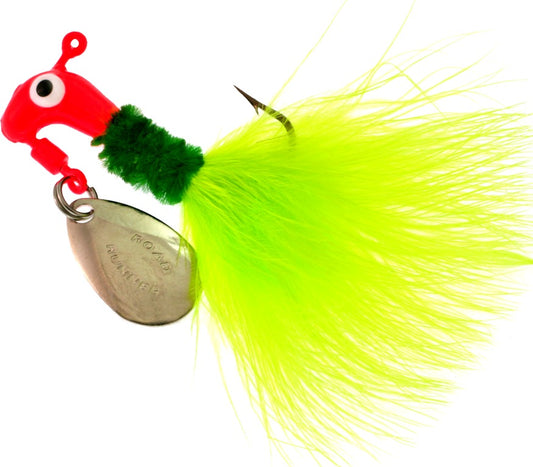 Road Runner Marabou Lures Card of 12 1/16oz 1002 011 Fluorescent Red/Green