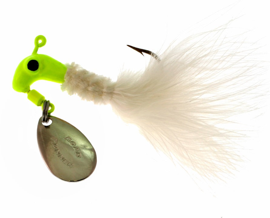 Road Runner Marabou Lures Card of 12 1/8oz 1003 081 Chartreuse/White