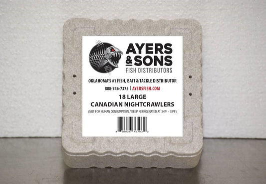 A&S 18 Count Large Canadian Nightcrawlers Case of 12 w/Expedited Shipping