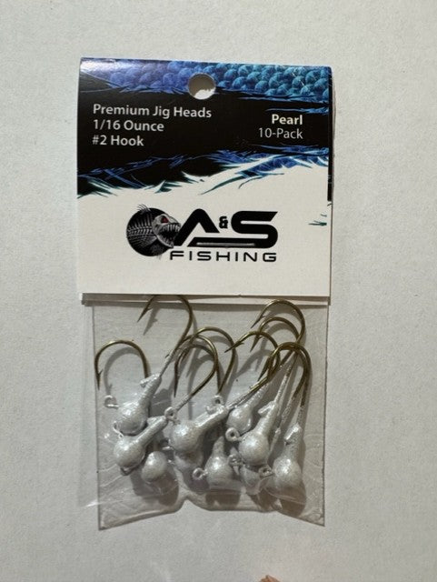 A&S Premium Jig Heads 10 Count 1/16 Pearl
