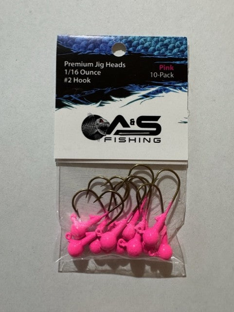 A&S Premium Jig Heads 10 Count 1/16 Pink