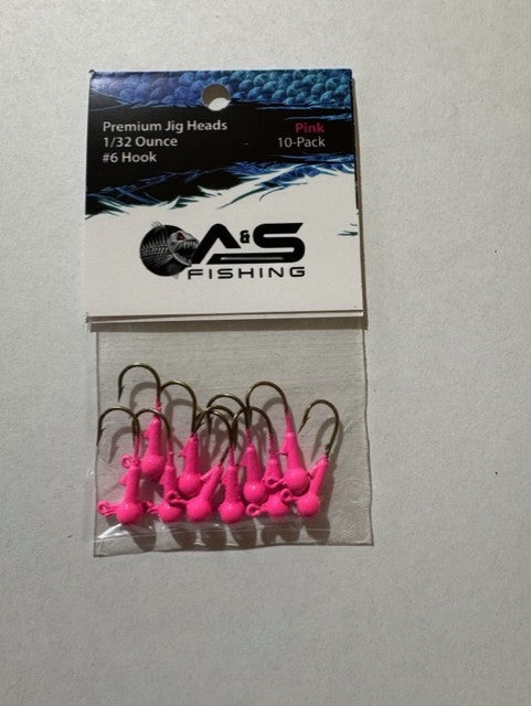 A&S Premium Jig Heads 10 Count 1/32 Pink