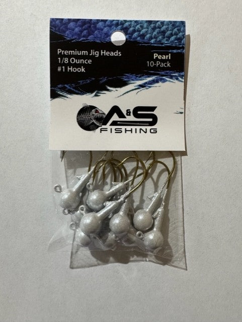 A&S Premium Jig Heads 10 Count 1/8 Pearl