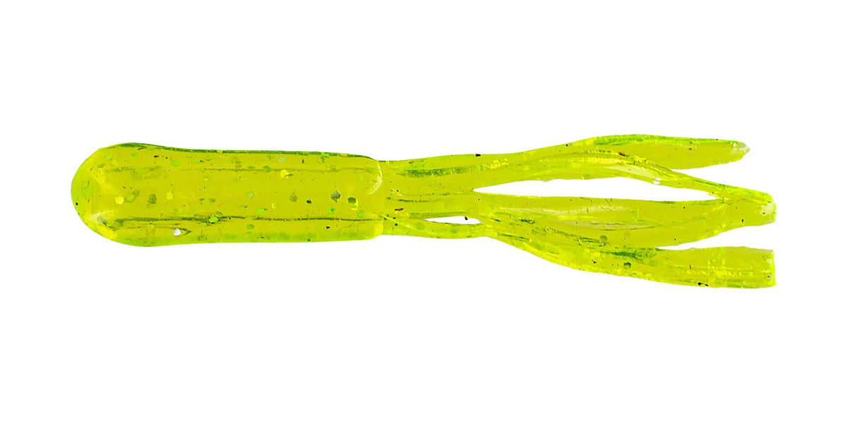 Big Bite 1.5" Crappie Tube Chartreuse Sparkle 10 Pack