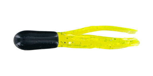 Big Bite 1.5" Crappie Tube Black/Chartreuse Sparkle 10 Pack