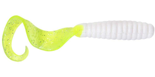 Got-Cha 4" Curltail Grub White/Chartreuse Tail 20 Pack