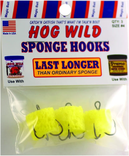 Magic Bait Hog Wild 3 Pack Sponge Hook Size 4 Hook
