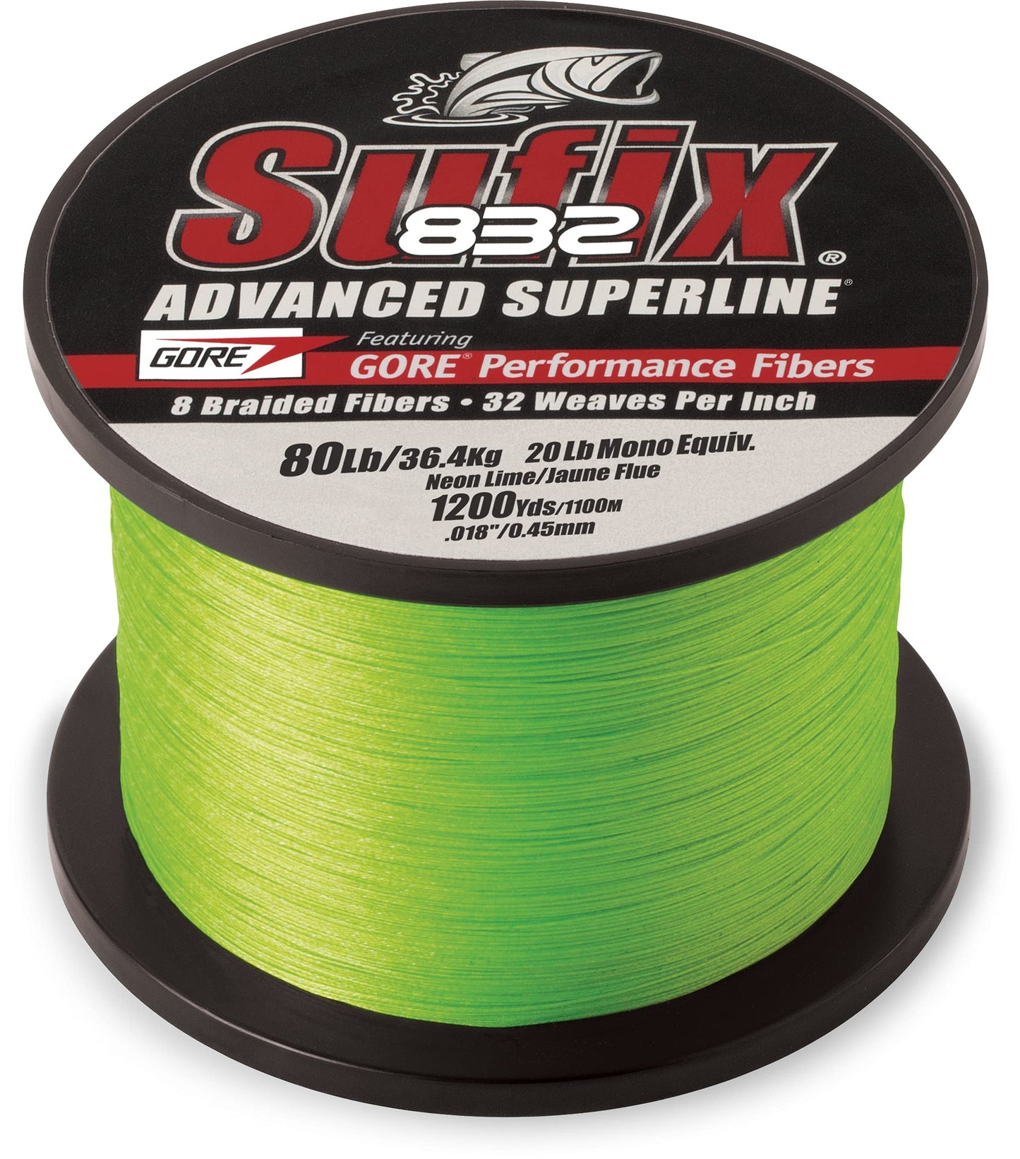 Sufix 832 Braided Line 80lb 1200yds Neon Lime