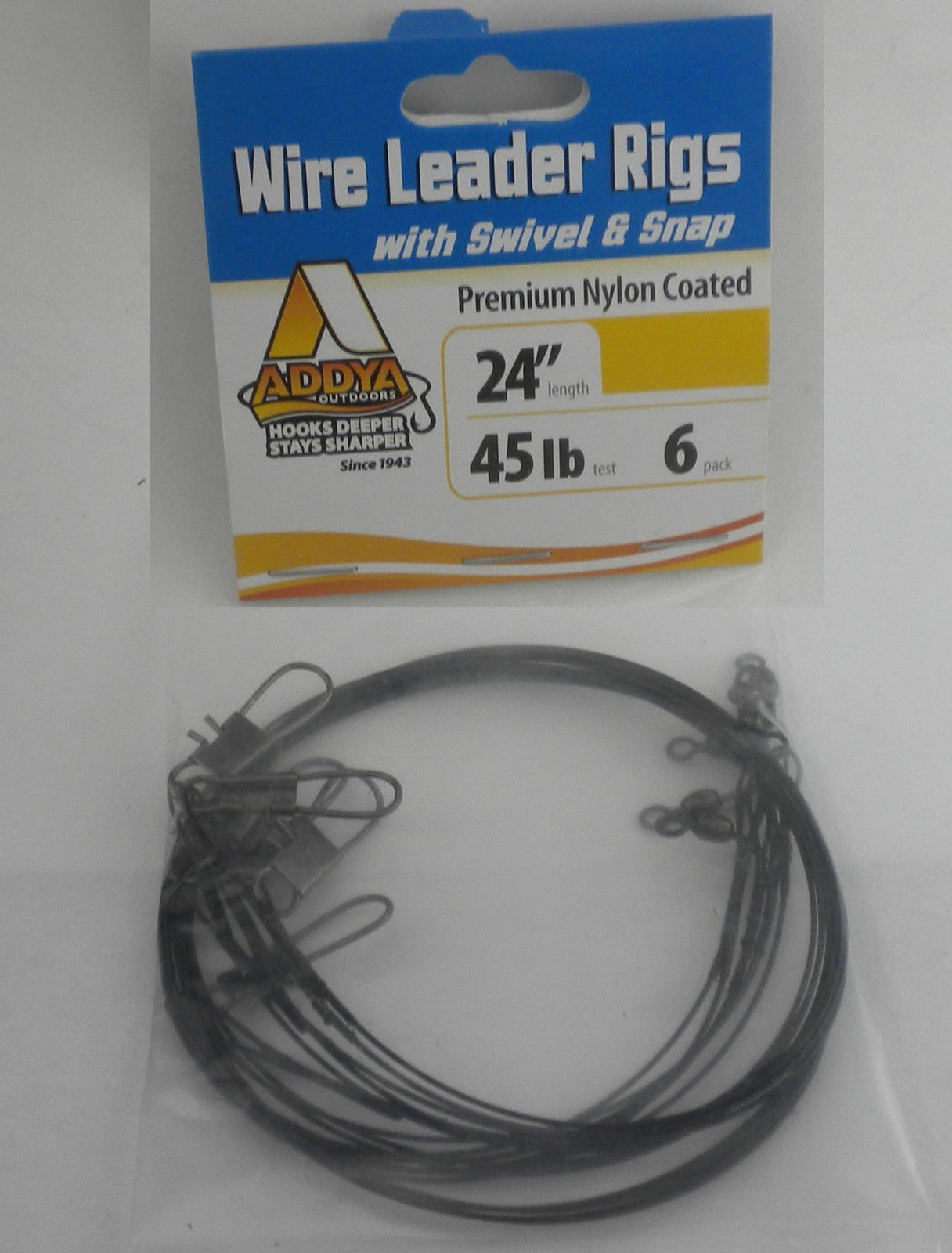 Addya Wire Leader Rigs with Swivel & Snap Nylon Coated 24inch Pack of 6