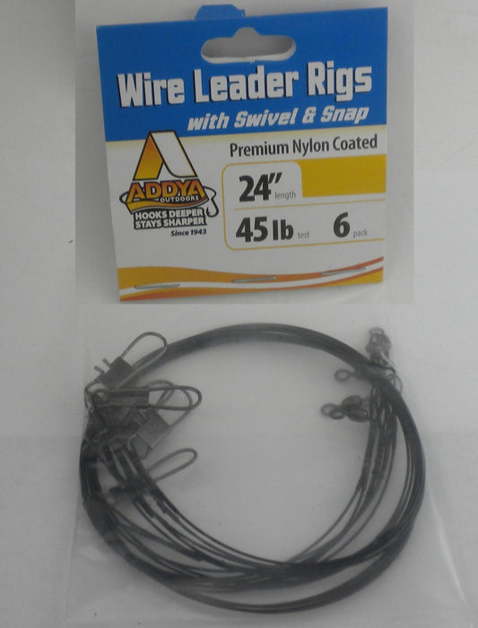 Addya Wire Leader Rigs with Swivel & Snap Nylon Coated 24inch Pack of 6