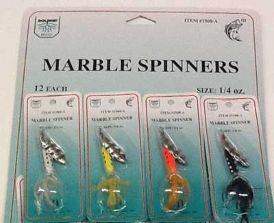 FJ Neil 1/4oz Marble Spinner Assorted 12 Count Card 1560-A