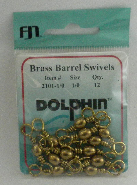 FJ Neil Brass Barrel Swivels Size 1/0 Bag of 12 Packs