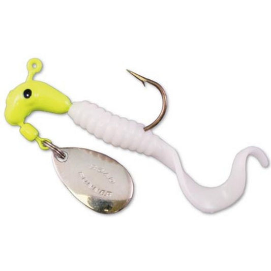 Road Runner 1/16 Curly Tail 12 Count Card 1602-081 Chartreuse/White