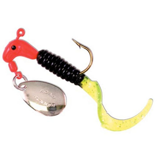 Road Runner 1/8 Curly Tail 12 Count Card 1603-086 Flo Red/Blk/Chartreuse