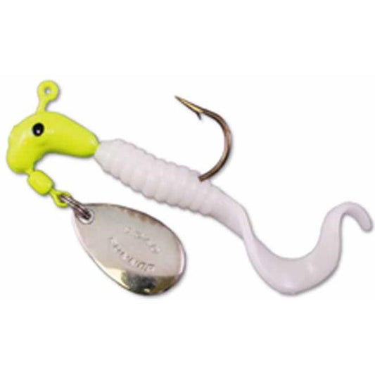 Road Runner 1/8 Curly Tail 12 Count Card 1603-081 Chartreuse/White