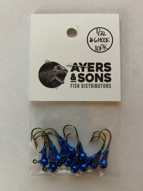 A&S Premium Jig Heads 10 Count 1/32 Candy Blue
