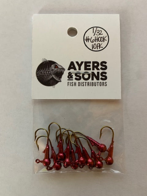 A&S Premium Jig Heads 10 Count 1/32 Ruby Red