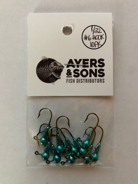 A&S Premium Jig Heads 10 Count 1/32 Teal