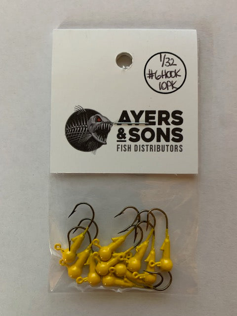 A&S Premium Jig Heads 10 Count 1/32 Yellow