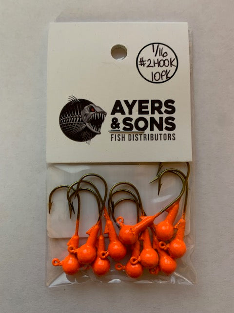 A&S Premium Jig Heads 10 Count 1/16 Blaze Orange