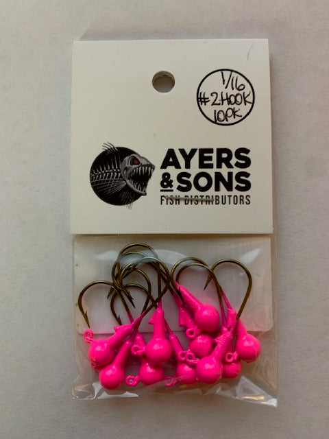 A&S Premium Jig Heads 10 Count 1/16 Hot Pink