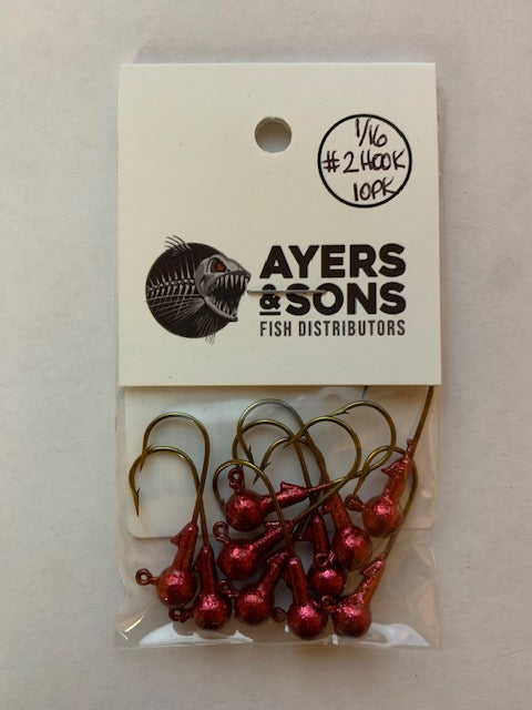 A&S Premium Jig Heads 10 Count 1/16 Ruby Red
