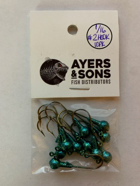 A&S Premium Jig Heads 10 Count 1/16 Teal