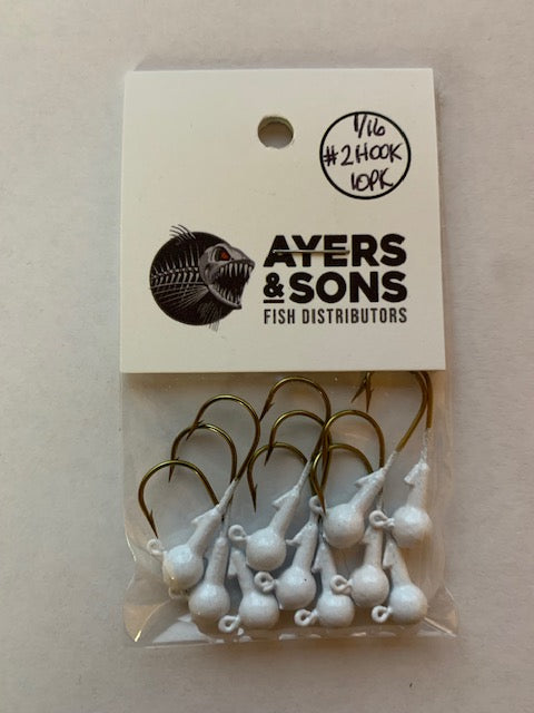 A&S Premium Jig Heads 10 Count 1/16 White