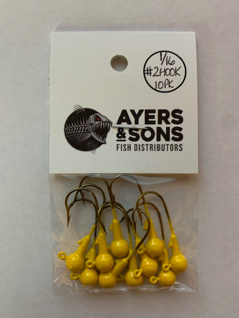 A&S Premium Jig Heads 10 Count 1/16 Yellow