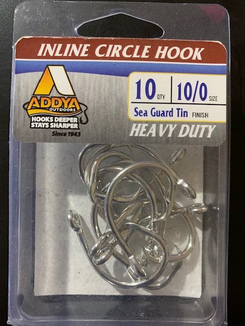 Addya Heavy Duty Inline Circle Hook 10/0 Pack of 10