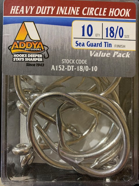 Addya Heavy Duty Inline Circle Hook 18/0 Pack of 10