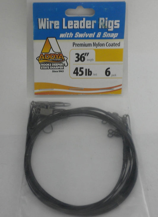 Addya Wire Leader Rigs with Swivel & Snap Nylon Coated 36inch Pack of 6