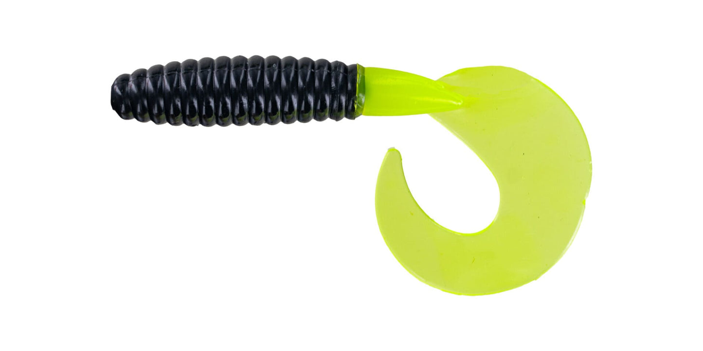 Big Bite 3" Fat Grub Black Chartreuse 10 Pack