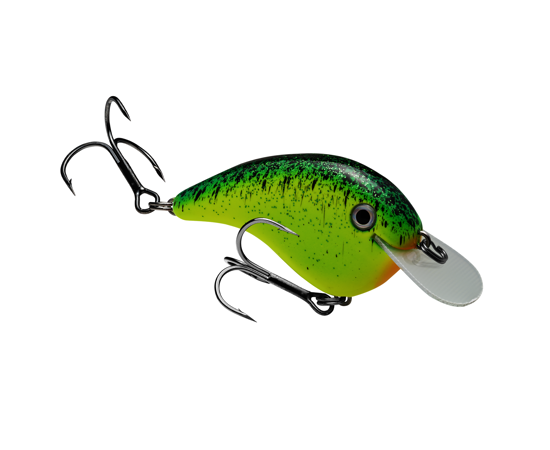 Strike King Chick Magnet Flatside Crankbait Chartreuse w/Blue Blk Splatterback