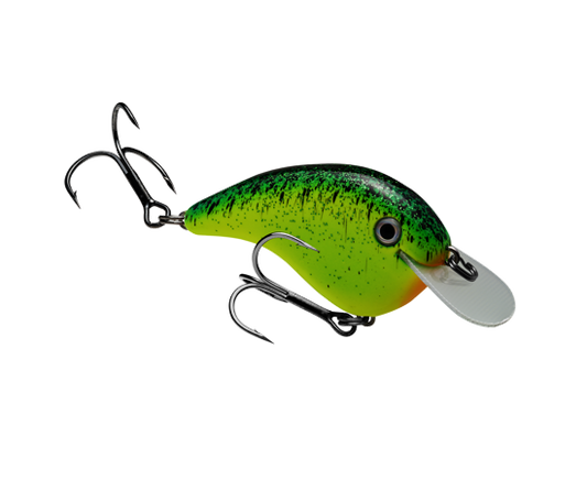 Strike King Chick Magnet Flatside Crankbait Chartreuse w/Blue Blk Splatterback