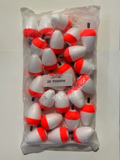 Comal 2" Pear Peg Floats 25 Pack Red/White P200 Assorted Colors