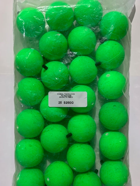 Comal 2" Cigar Round Peg Floats 25 Pack Green